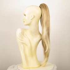 Postiche queue de cheval longue 70 cm blond méché blond très clair 5/15t613