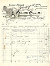 Antique Invoice MAXIME CLEAR FANCY FURNITURE BAMBOO - CREPY IN VALOIS 1899
