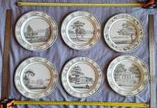 6 assiettes EMPIRE faience fine CREIL Stone Coquerel et Legros  Châteaux anglais