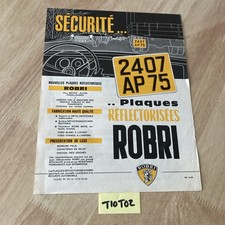 Robri 1964 plaque immatriculation prospectus ancien collection publicité
