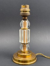 Ancien Pied de Lampe Moderniste en Verre et Laiton Design 1950