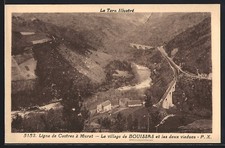 Old postcard Bouissas, the village of Bouissas and the two viaducts - Line from Castres to Wall 