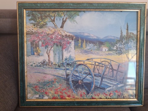 Tableau peint encadré paysage