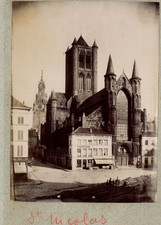 Belgium, Church of St. Nicholas of Ghent, vintage print, ca.1870 Belgium, Church