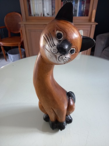 Chat bois peint la main - chat,