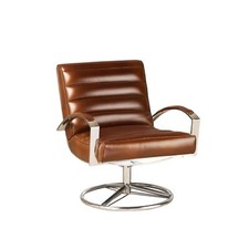Fauteuil Club "Clueso" Brun Pivotant Cocktail Lounge Vintage Rétro Cuir Aviateur
