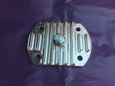 Triumph pre unit finned billet sump plate with magnetic drain plug.