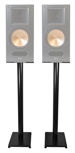 Pair black steel speaker - black, 37”