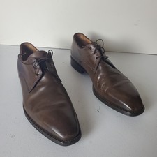 Santoni Dress Shoes Oxford Mens 9 D Leather Brown Lace Up Italy