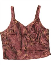 LINEA RAFFAELLI Womens Crop Top UK 20 2XL Maroon Floral Polyester AI02