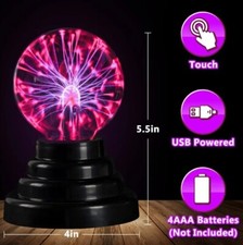 3 Pouce Magique Plasma Ball Lampe Tactile Sensible Atmosphère Nuit Lumière