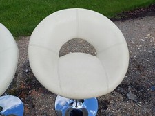 1 Vintage Chrome and Skai Light Beige Armchair