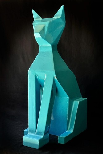 Sculpture acier design chat - acier, "chat