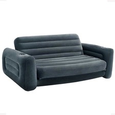 Intex Queen SZ Inflatable PullOut Sofa Bed Sleep Away Futon Couch Gray(Open Box)