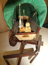 JOUET ANCIEN CHARIOT WESTERN EN BOIS TRES COMPLET