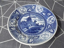 VTG Delfts Royal Sphinx Boch Petrus Regout Maastrict Windmill Blue Wall Plate