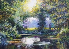 Lac et forêt. Tableau