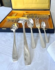 Ménagère Art Déco 38 pièces en Alfénide - Monogrammes - Couverts Christofle