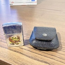 Vintage Harley-Davidson Zippo Lighter with Leather Case - USA circa 19800