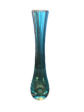 Vase Soliflore Pâte de Verre Couleur bleu fond transparent Décoration Vintage