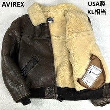 AVIREX B-6 Shearling Leather Blouson Jacket Fur Collar Size 38 107087K Authentic