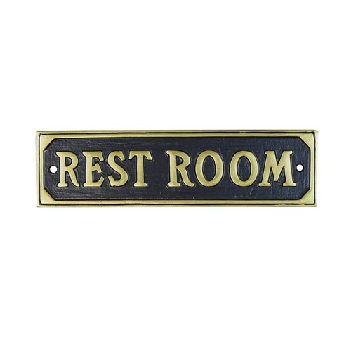 Brass rest room door - rest,