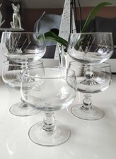 Lot 5 coupes à glace/à fruits en cristal finement taillé/motifs épis blé dépolis