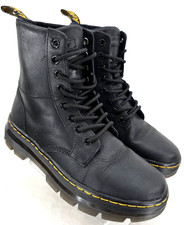 Dr. Doc Martens Combs Leather Black Lace-Up Combat Boots Women's US 7