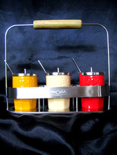 CONDIMENT SERVICE mustard sauce pot faience stainless AMORA new