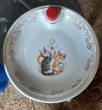 Porcelain Heated Baby Plate Kitten Decor