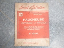 LIVRET D'ENTRETIEN FAUCHEUSE universelle a tracteur F21U....Mc Cormick 1957