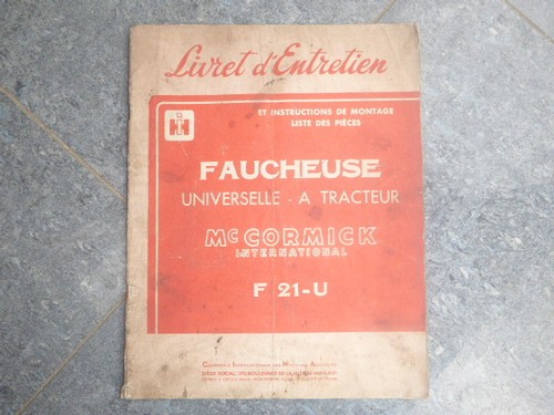 Livret entretien faucheuse - livret, d'entretien