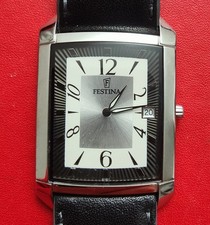 Montre Homme Festina Classic F6748 Date Boîtier en acier Bracelet en Cuir en TBE