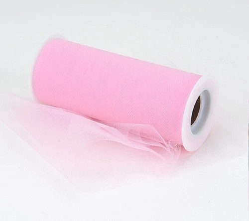 Wide pink nylon tulle - 6",