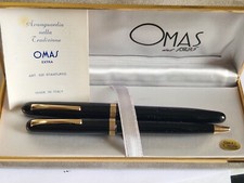 Set Fountain Pen & Ballpoint Pen OMAS EXTRA in Black Resin Made in Italy vintage