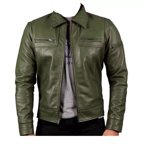 Veste cuir vert olive - veste,