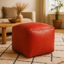 Pouf en cuir marocain