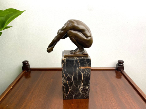 Sculpture nageur bronze - en,