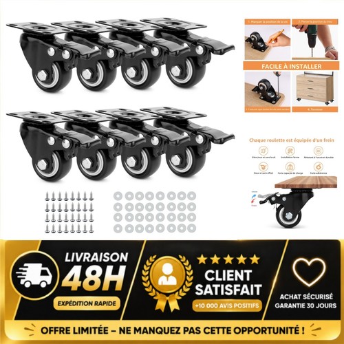 Roulettes meuble 40mm - 8,