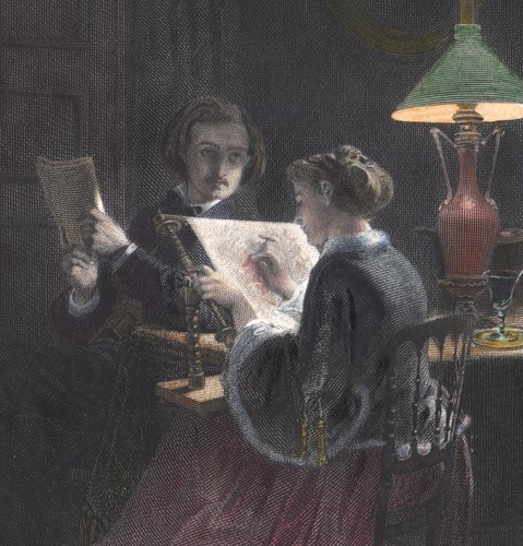 1845 gravure aquarellée - 1845,