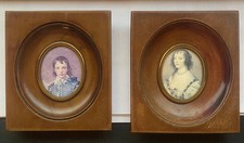 Antique 19th century frame, mahogany, for miniature, bronze circle. The lot.