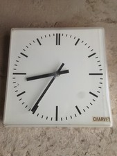 Ancienne horloge métallique CHARVET Industrielle Atelier Usine Vintage 2