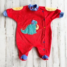 Vintage 90s Little Me Baby Boy Dinosaur Footed Pajamas Sleeper USA Newborn 0-3M