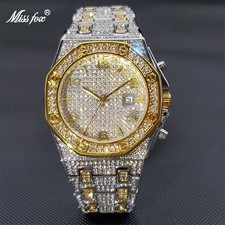 Luxury King Bling Ice out Men's Watch Iced Cz Diamond Date Hip Hop Gold Silver