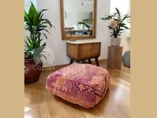 Vintage wool Handmade Moroccan Pouf Berber Kilim Floor Cushion Ottoman Footsto