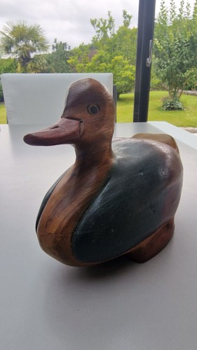 Canard bois massif peint - canard,
