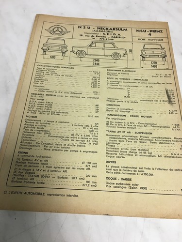 Fiche technique automobile nsu - technique,