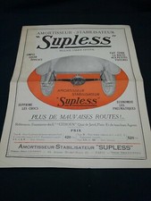 OLD ADVERTISING SHEET SHOCK ABSORBER STABILIZER "SUPLESS" 21 X 29 CM, 1923