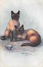 FANCY POSTCARD REPRESENTING 2 SIAMESE CATS / CAT / ILLUSTRATOR