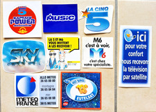 Lot 9 stickers FR3 La Cinq ORTF TF1 TV channel TV vintage media TV